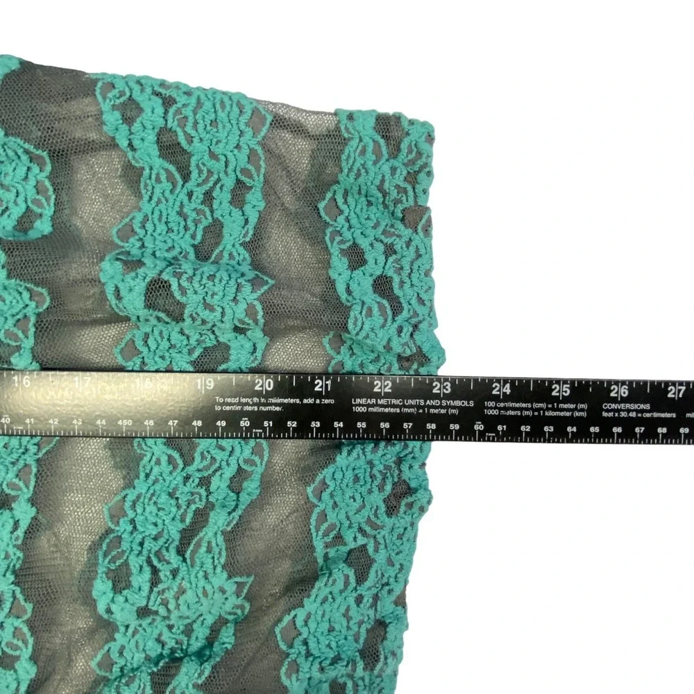 FREE PEOPLE Women Sheer Lace Country Fair Top Banded Waist Sz‎ S Teal 67-15